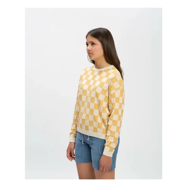 Sudadera de algodón orgánico a cuadros  | Amarillo
