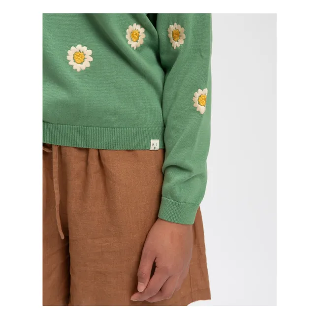 Sudadera de flores de algodón ecológico | Verde