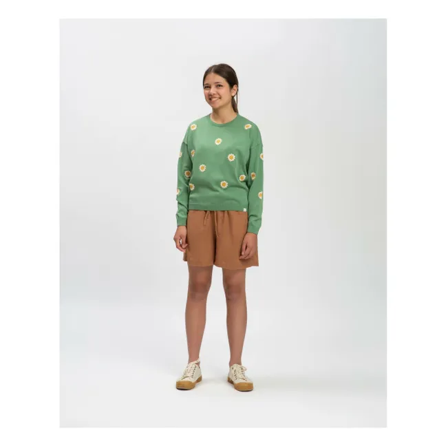 Sweat Fleurs Coton Bio | Vert