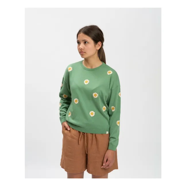 Sudadera de flores de algodón ecológico | Verde