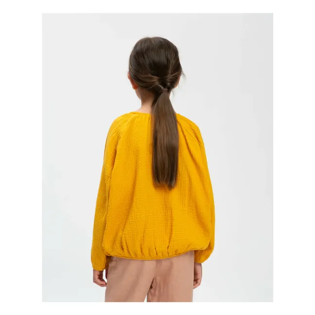 Bluse Ballon Bio-Baumwolle | Senffarben