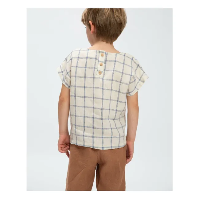 Maglietta in lino a quadri  | Beige