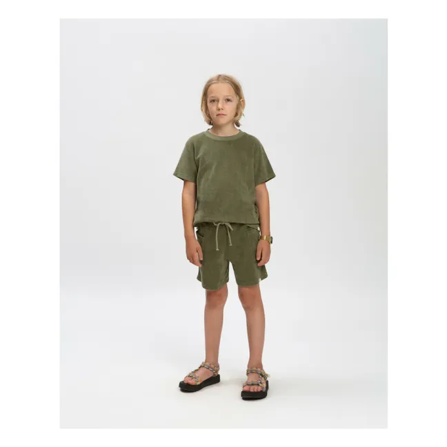 Camiseta de rizo ecológico  | Verde Kaki