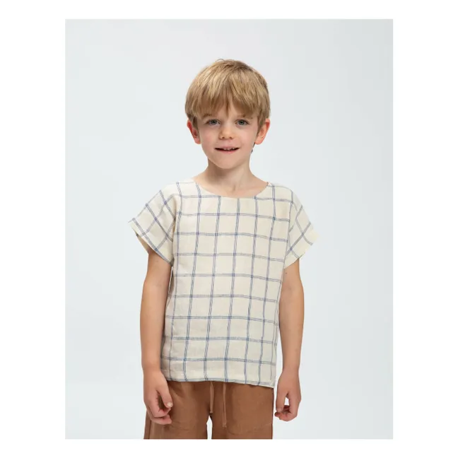 Maglietta in lino a quadri  | Beige