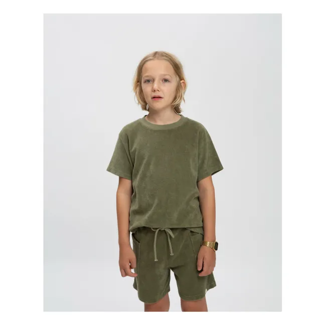 Camiseta de rizo ecológico  | Verde Kaki