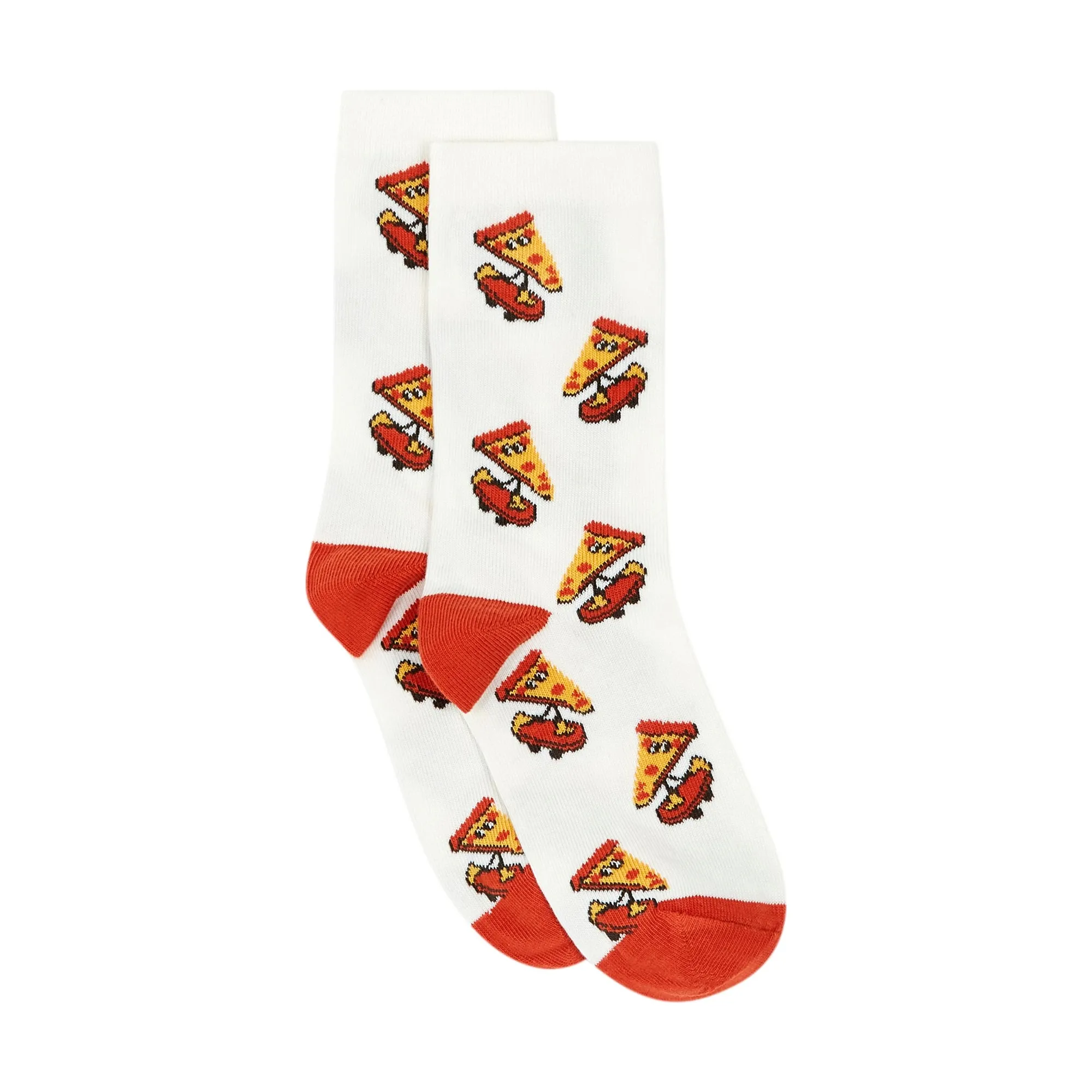 Hundred Pieces White Aop Pizza Socks
