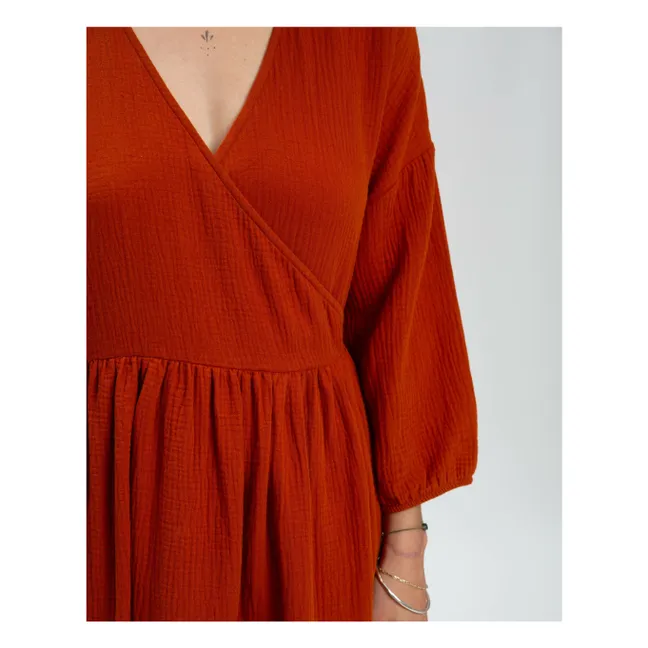 Vestido de gasa de algodón orgánico | Ladrillo
