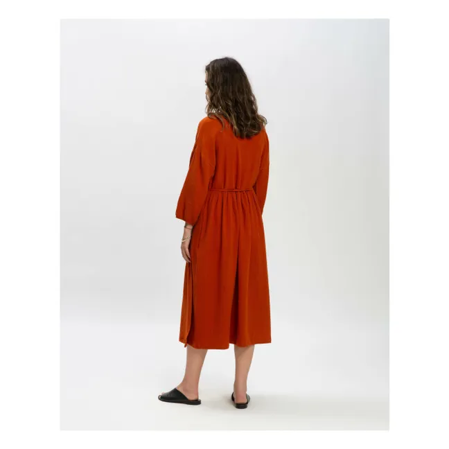 Vestido de gasa de algodón orgánico | Ladrillo