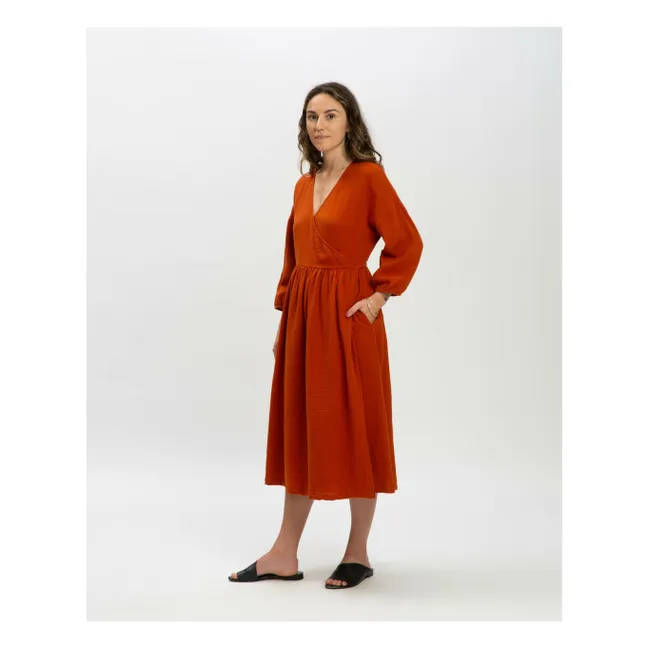 Vestido de gasa de algodón orgánico | Ladrillo