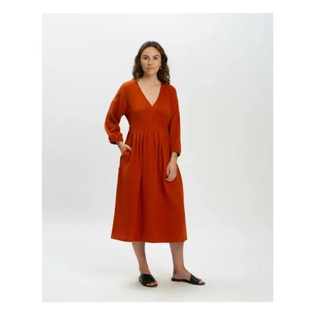 Vestido de gasa de algodón orgánico | Ladrillo