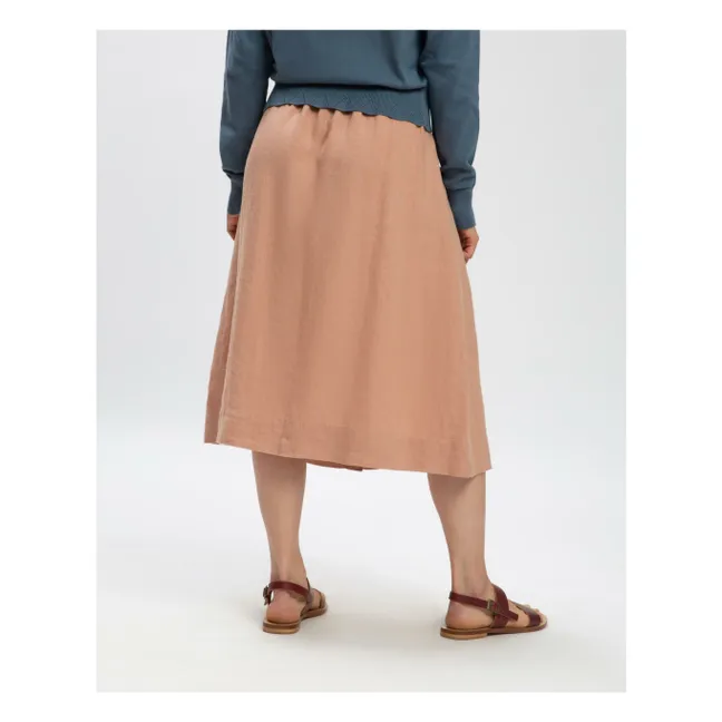 Falda midi Lino | Rosa Viejo