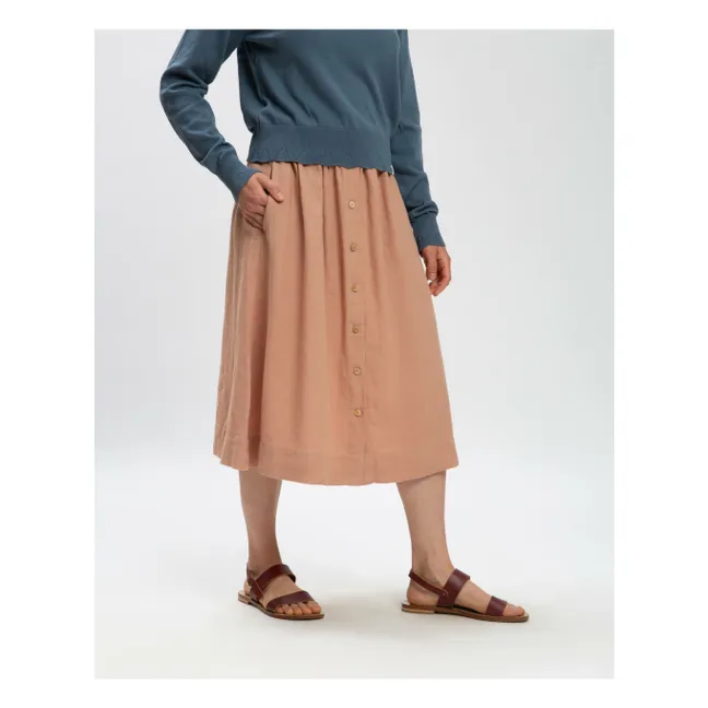 Falda midi Lino | Rosa Viejo