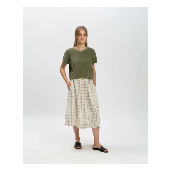 Falda midi de lino | Beige
