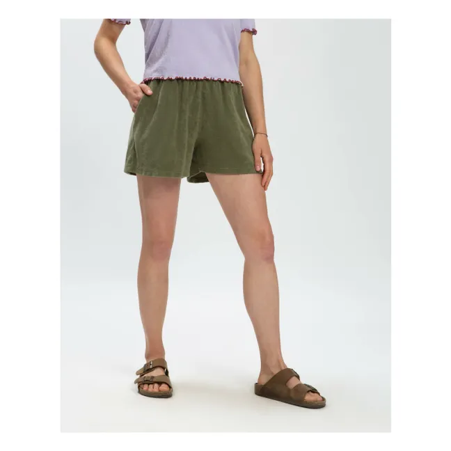 Pantalones cortos de rizo ecológico | Verde Kaki