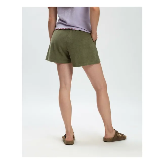Pantalones cortos de rizo ecológico | Verde Kaki