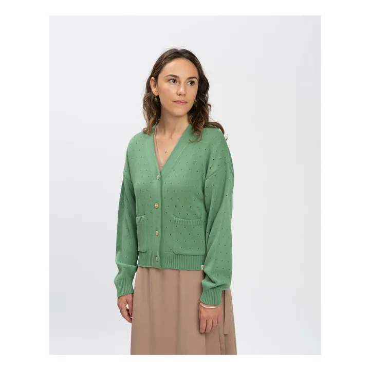 Cardigan Coton Bio | Vert- Image produit n°2