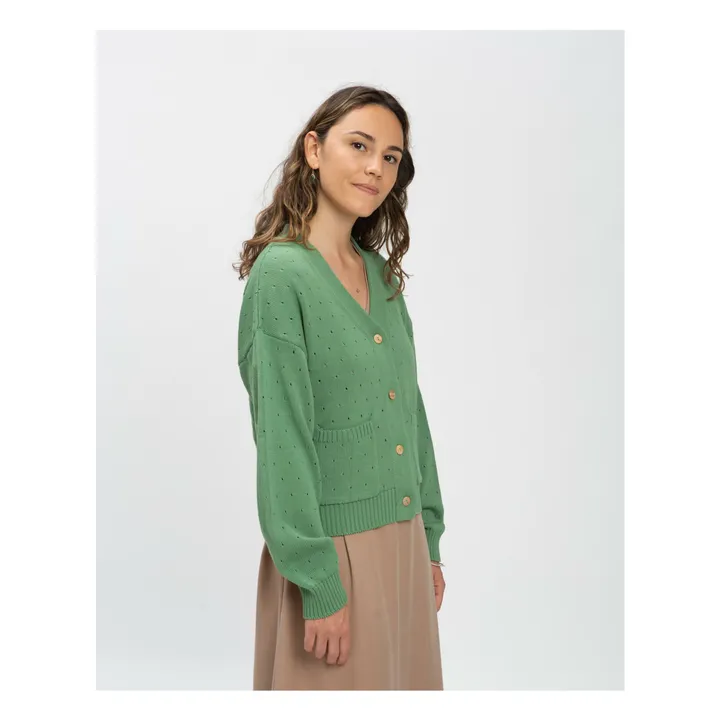 Cardigan Coton Bio | Vert- Image produit n°1