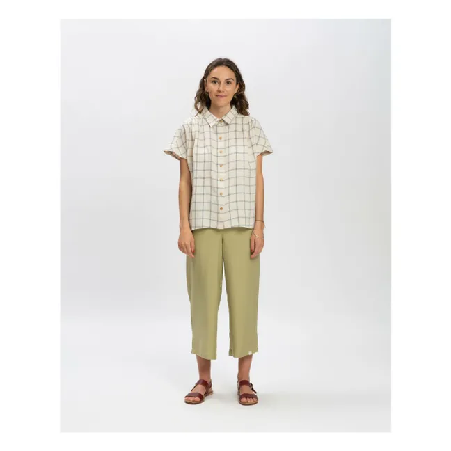 Blouse Carreaux Lin | Beige