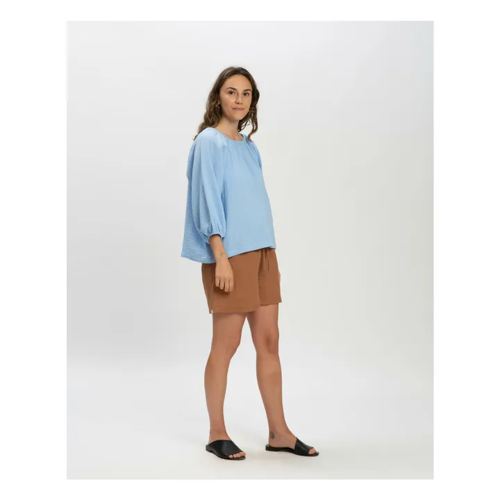 Blusa de gasa de algodón orgánico | Azul Cielo- Imagen del producto n°6