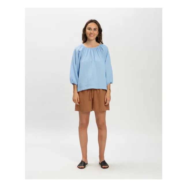 Bluse Gaze aus Bio-Baumwolle | Hellblau