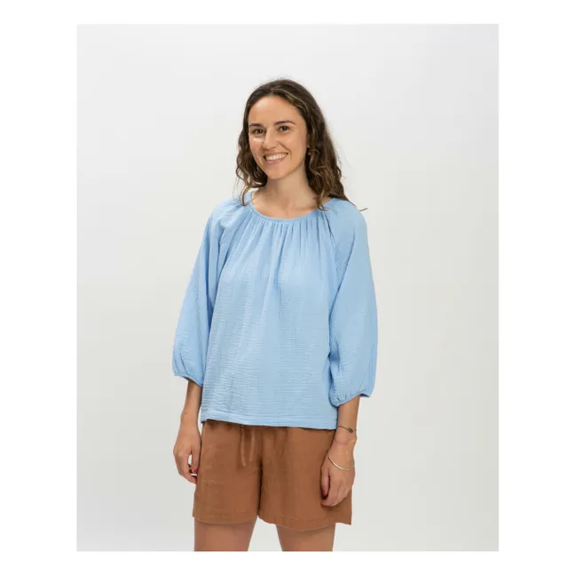 Bluse Gaze aus Bio-Baumwolle | Hellblau