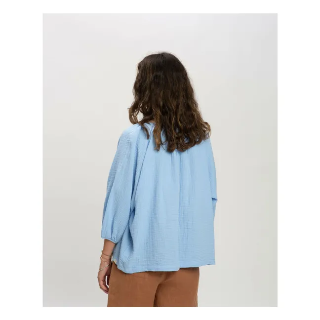 Bluse Gaze aus Bio-Baumwolle | Hellblau