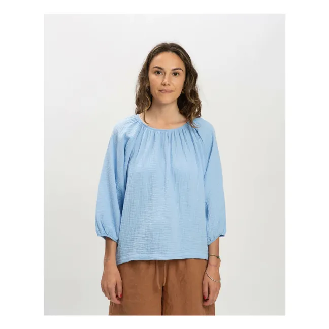 Bluse Gaze aus Bio-Baumwolle | Hellblau