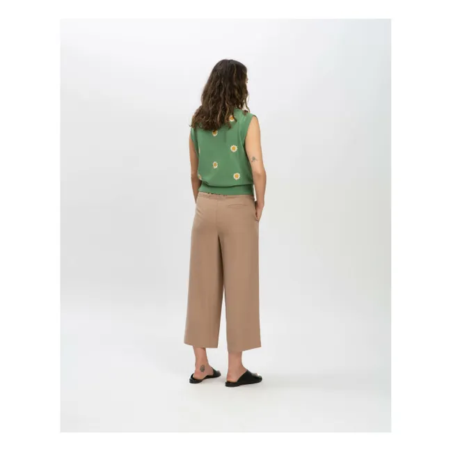 Top Fleurs Maille Coton Bio | Vert
