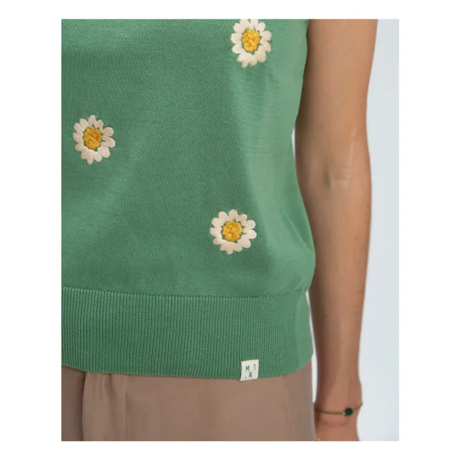 Top Fleurs Maille Coton Bio | Vert