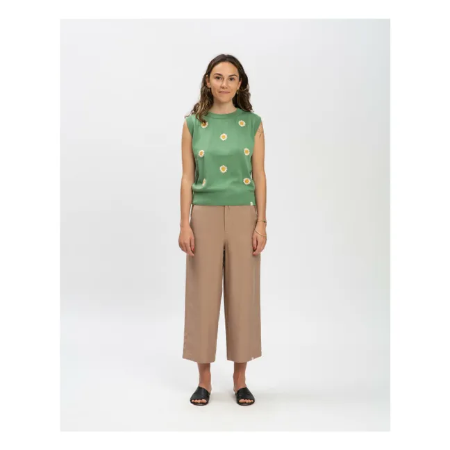 Top Fleurs Maille Coton Bio | Vert