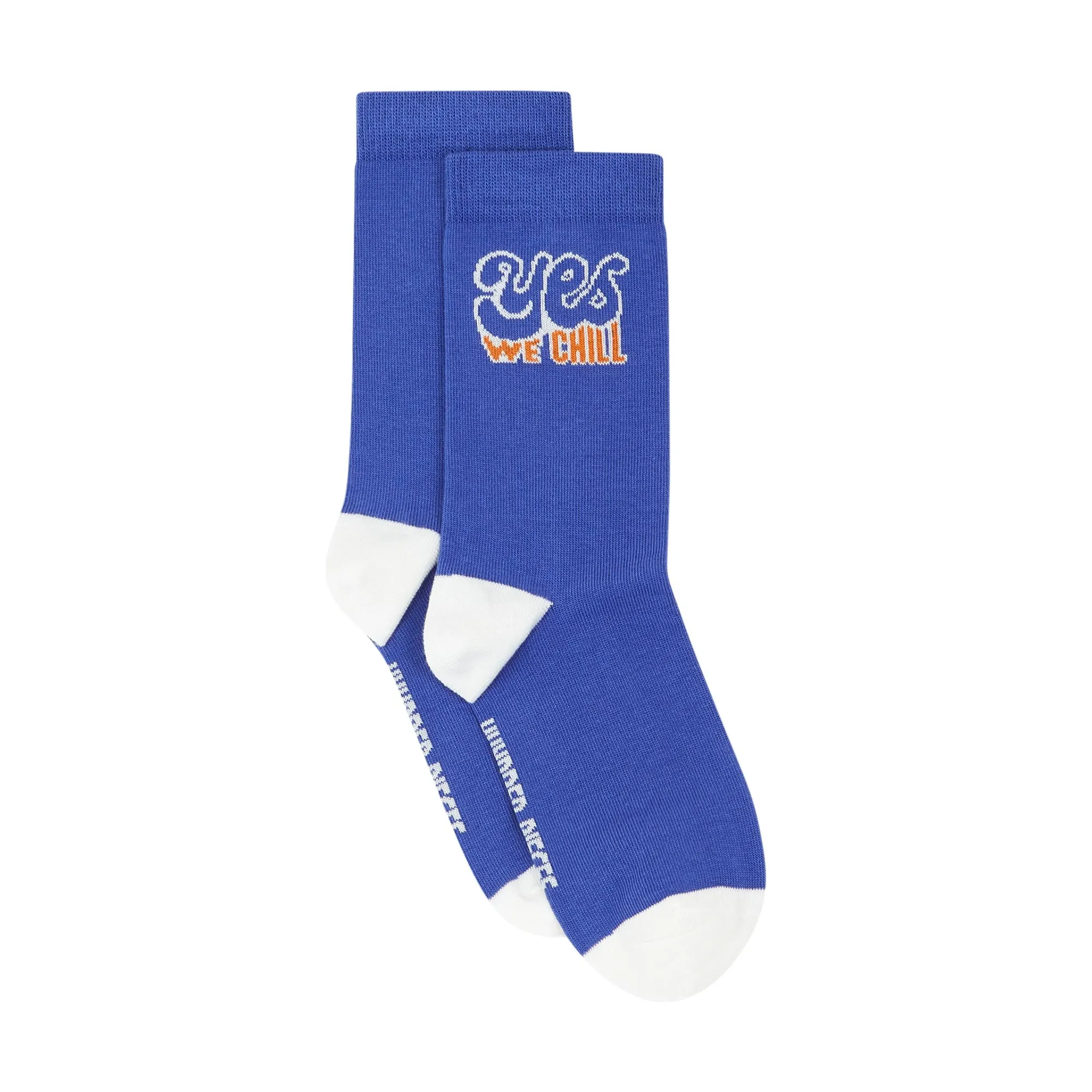 Hundred Pieces White Yes We Chill Blue Socks