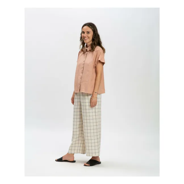 Karierte Hose Leinen | Beige