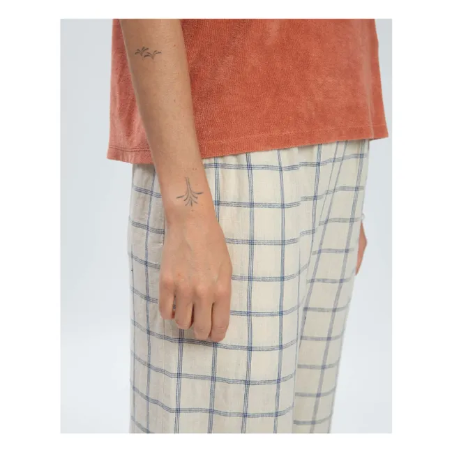 Karierte Hose Leinen | Beige