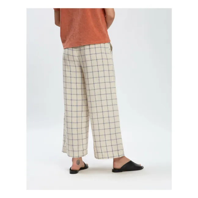 Karierte Hose Leinen | Beige