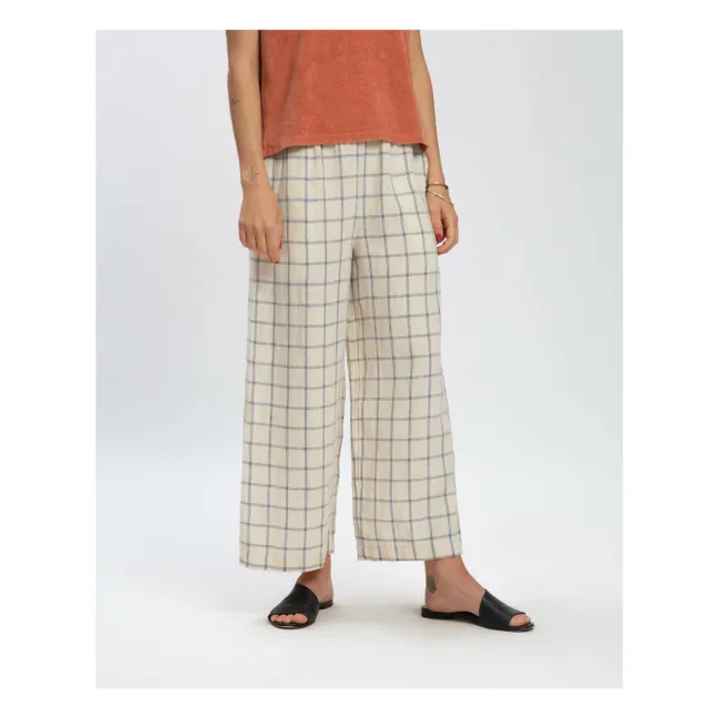 Karierte Hose Leinen | Beige