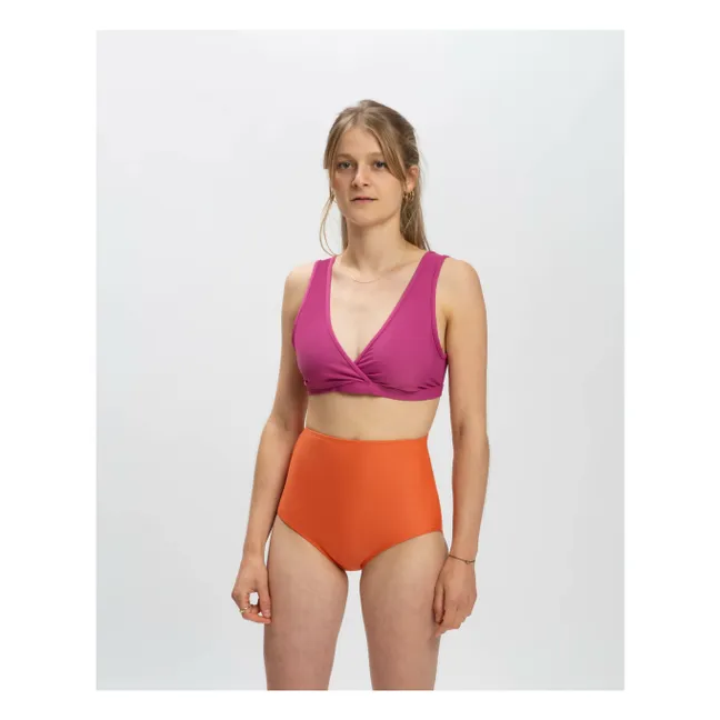Culotte de fibra reciclada con cintura alta | Coral