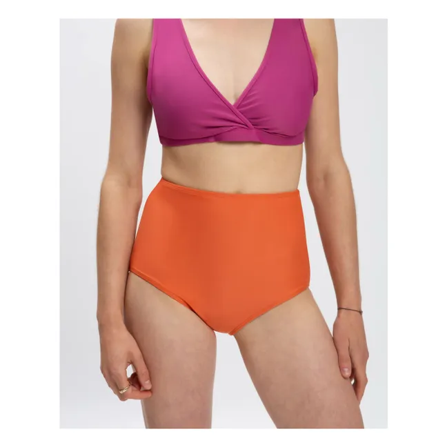 Culotte de fibra reciclada con cintura alta | Coral