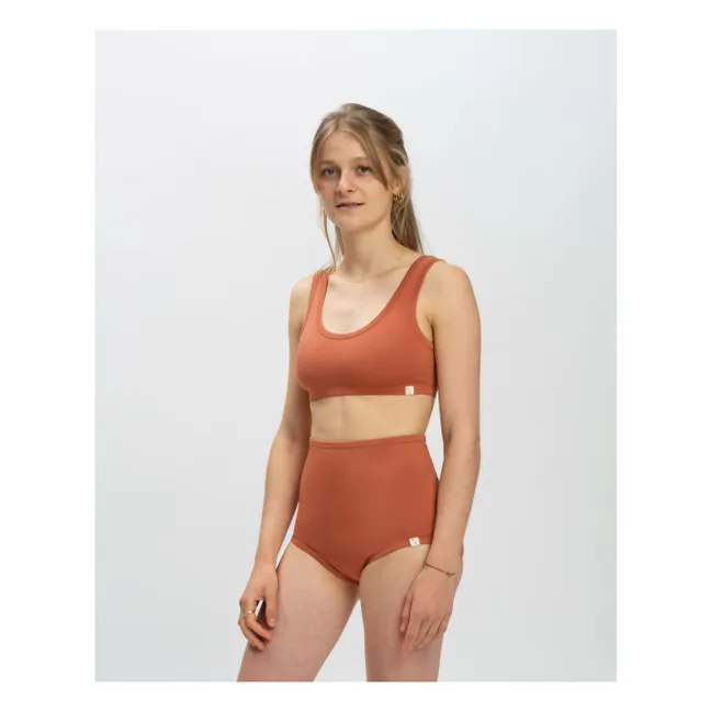 Slip a vita alta in jersey di cotone biologico | Terracotta