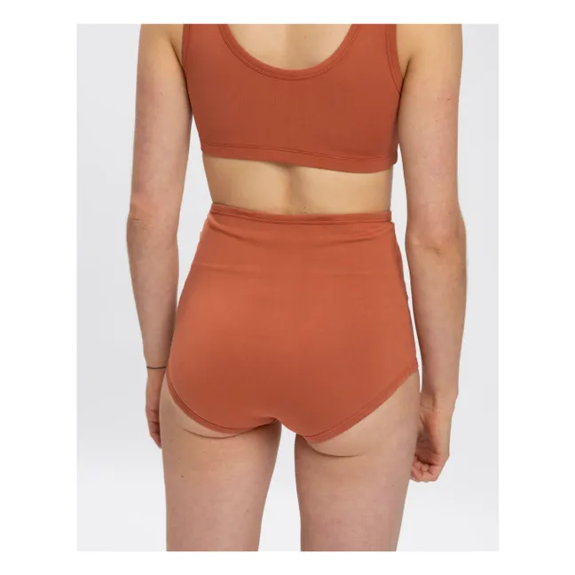 Slip a vita alta in jersey di cotone biologico | Terracotta