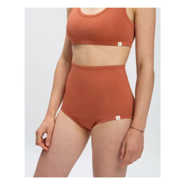 Slip a vita alta in jersey di cotone biologico | Terracotta