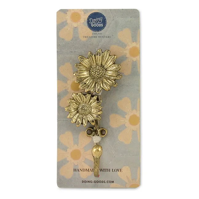 Breezy Double Daisy coat hook | Brass