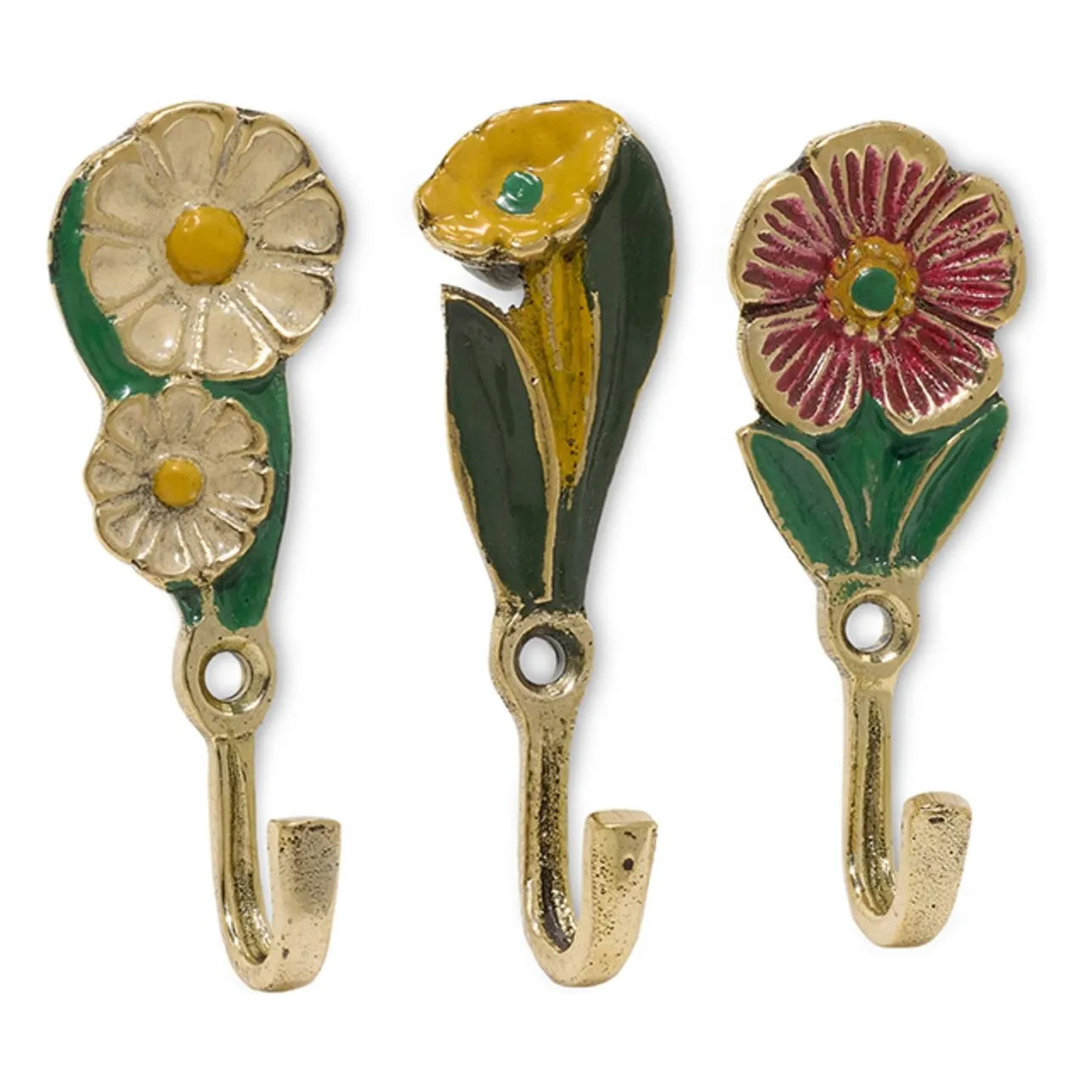 Doing Goods Brass Posy Coat Hooks - Set Of 3