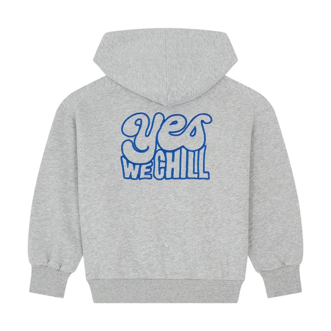 Felpa con cappuccio e zip in cotone organico  | Grigio