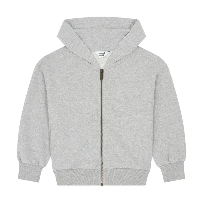 Felpa con cappuccio e zip in cotone organico  | Grigio