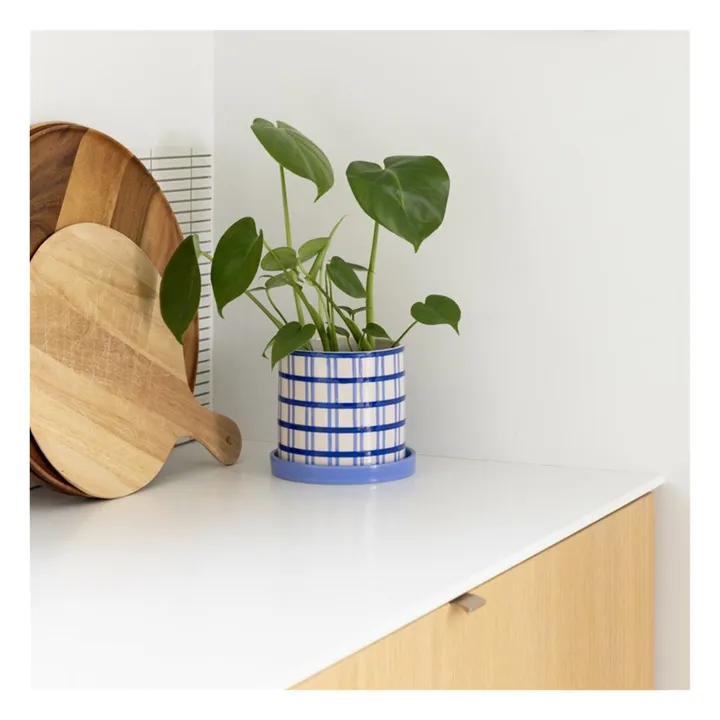 Übertopf Clash Grid | Blau- Produktbild Nr. 1