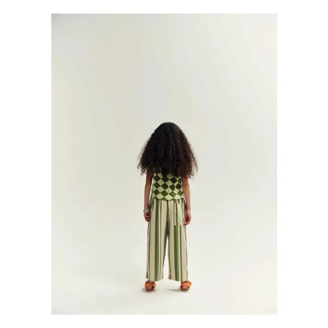 Pantalon Rayé Coton Bio | Beige