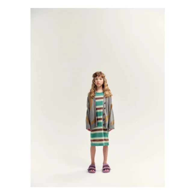 Robe Rayée Coton Bio | Vert d'eau