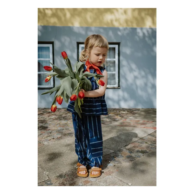 Vira Linen Cargo Pants | Navy blue