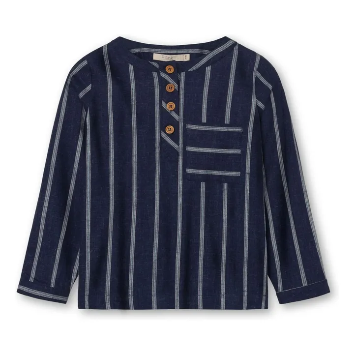 Vira Linen blouse | Navy blue- Product image n°0