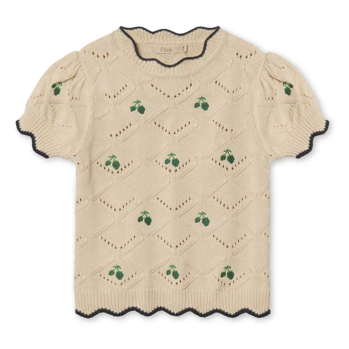 Mela organic cotton mesh T-shirt | Ecru- Product image n°0